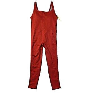 All in Motion Bodysuit Women L Brushed Sculpt Red Scoopneck Sleeveless Jump